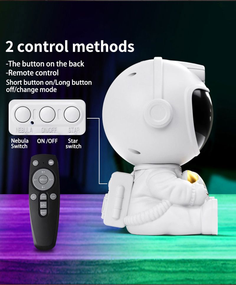 USB Powered Astronaut Nebula Projector & Starry Night Ambient Light with Airplane Accents - 8 Nebula Effects, 360Â° Rotating Head & Remote Control