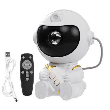 USB Powered Astronaut Nebula Projector & Starry Night Ambient Light with Small Rocket Accents - 8 Nebula Effects, 360Â° Rotating Head & Remote Control