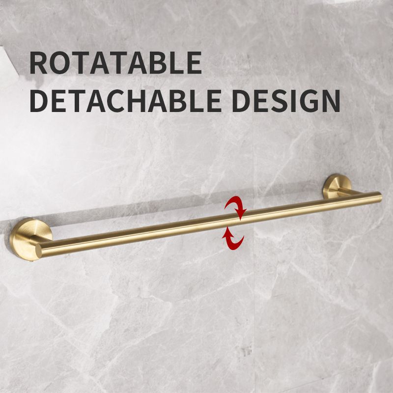 5PCS Matt Gold Stainless Steel Bathroom Organizer Set - Wall-Mounted Rotatable Towel Bar, Toilet Paper Holder, Towel Ring & Versatile T-shaped Hooks