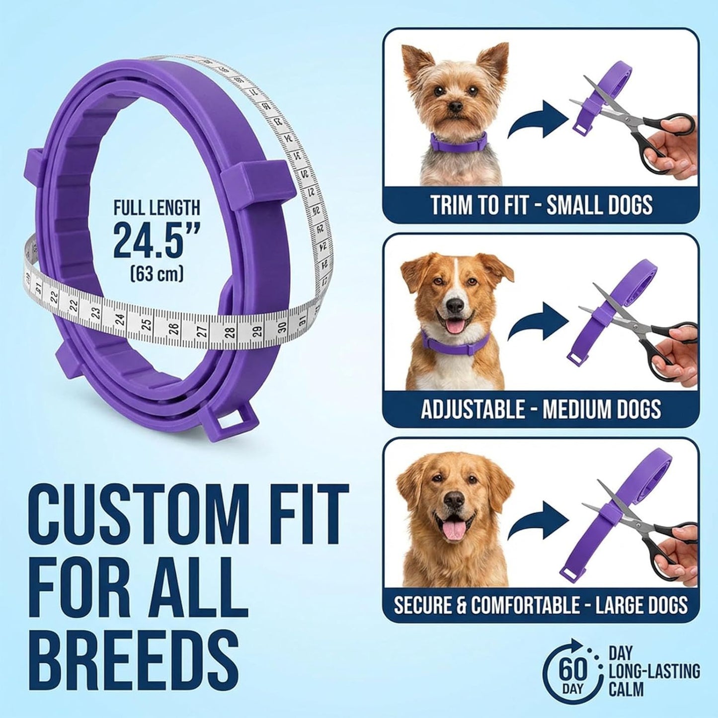Purple Pet Calming Collar 4 Pack (38cm) - Waterproof Silicone Cat Collar Custom Fit for All Breeds - Anxiety Relief & Stress Reduction