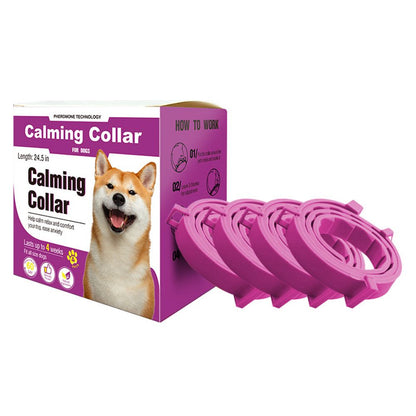 Pink Pet Calming Collar 4 Pack (63cm) - Waterproof Silicone Dog Collar Custom Fit for All Breeds - Anxiety Relief & Stress Reduction