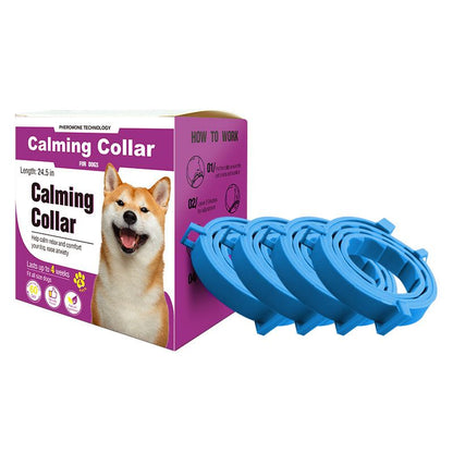Blue Pet Calming Collar 4 Pack (63cm) - Waterproof Silicone Dog Collar Custom Fit for All Breeds - Anxiety Relief & Stress Reduction