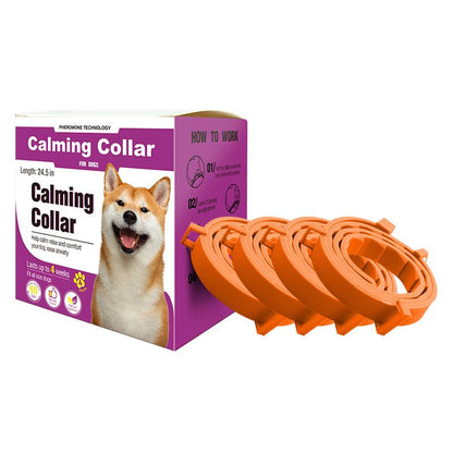 Orange Pet Calming Collar 4 Pack (63cm) - Waterproof Silicone Dog Collar Custom Fit for All Breeds - Anxiety Relief & Stress Reduction