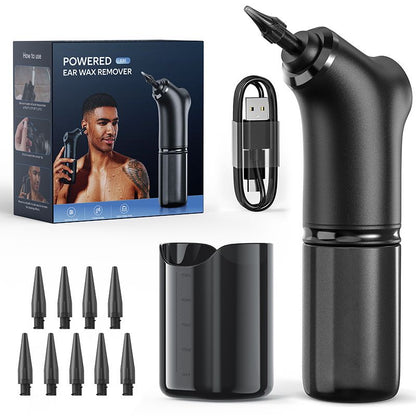 E30 Professional Electric Ear Irrigation and Ear Wax Removal Kit - Type-C Charging, 4 Pressure Levels, 200ML Tank & 10 Specialized Nozzles(9pcs 1-hole Nozzles & 1pcs 5-hole Nozzle)