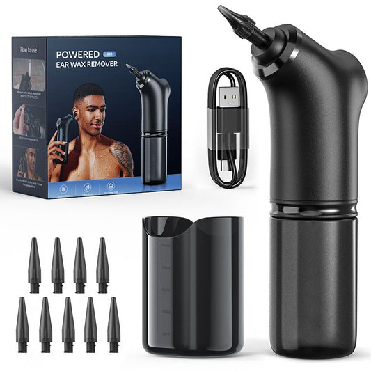 E30 Professional Electric Ear Irrigation and Ear Wax Removal Kit - Type-C Charging, 4 Pressure Levels, 200ML Tank & 10 Specialized Nozzles(9pcs 1-hole Nozzles & 1pcs 5-hole Nozzle)