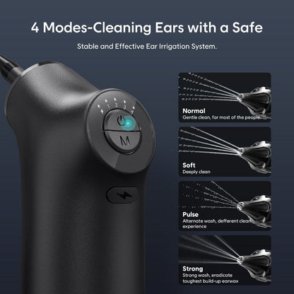E30 Professional Electric Ear Irrigation and Ear Wax Removal Kit - Type-C Charging, 4 Pressure Levels, 200ML Tank & 10 Specialized Nozzles(9pcs 1-hole Nozzles & 1pcs 5-hole Nozzle)