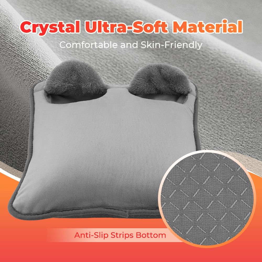 Grey Portable Versatile USB Electric Foot Warmer + Heated Seat Pad Set with 4 Temp Levels & 4 Auto-Shutoff Timer - Soft Fleece Washable Heating Mat