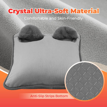 Grey Portable Versatile USB Electric Foot Warmer + Heated Seat Pad Set with 4 Temp Levels & 4 Auto-Shutoff Timer - Soft Fleece Washable Heating Mat