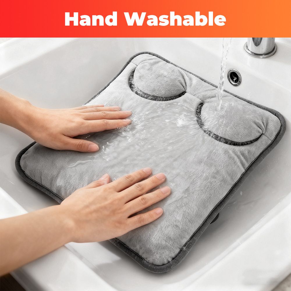 Grey Portable Versatile USB Electric Foot Warmer + Heated Seat Pad Set with 4 Temp Levels & 4 Auto-Shutoff Timer - Soft Fleece Washable Heating Mat