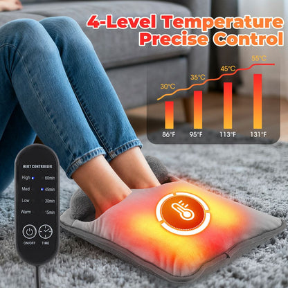 Grey Portable Versatile USB Electric Heated Seat Pad with 4 Temp Levels & 4 Auto-Shutoff Timer - Soft Fleece Washable Heating Mat
