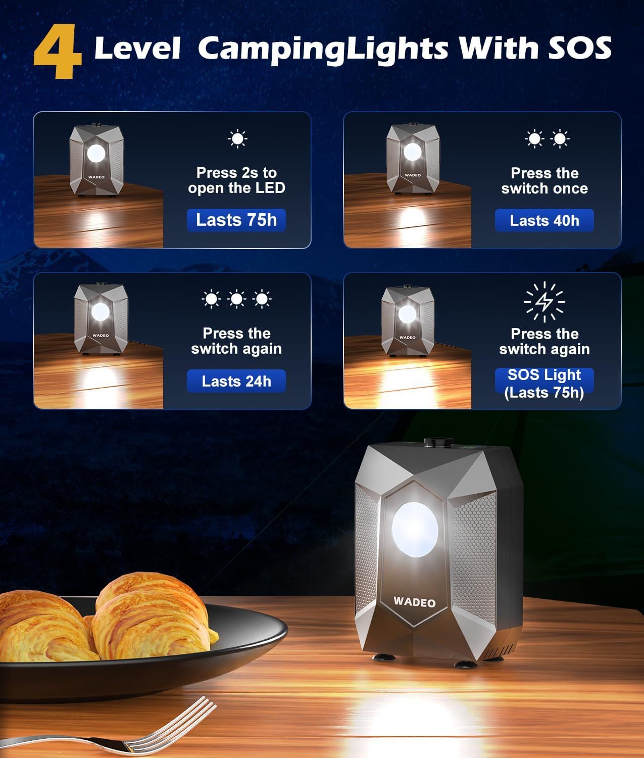 Portable Camping Shower Pump, 6000mAh Rechargable Outdoor Shower Set with 4-Mode Camping Light, 3 Spray Modes & Digital Display, IPX8 Waterproof Pump for Hiking, Travel, Car, Pet