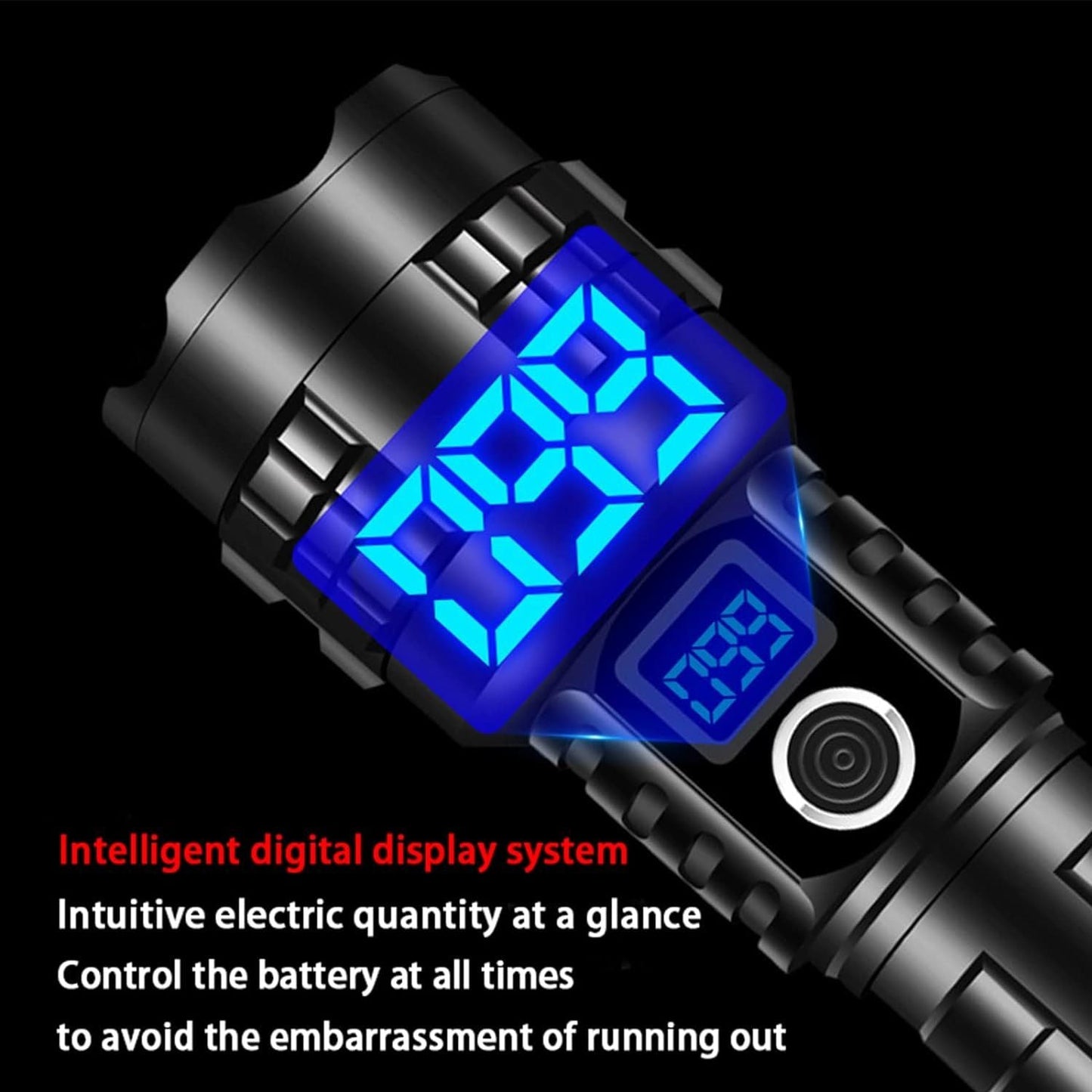 Gift Box Heavy Duty LED Flashlight and Tactical Torch - Waterproof & High Power, Zoomable 5 Modes, USB-C Rechargeable, Digital Display & Emergency Power Bank for Home & Outdoor Use