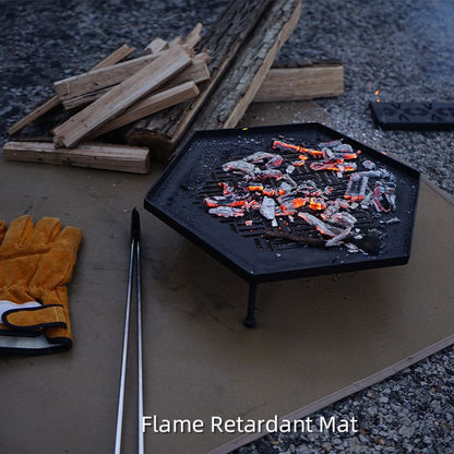 45 x 30 CM M Size Fireproof Outdoor Mat with Storage Bag - Silicone Coated Heat Resistant, Fire Pit Protector & BBQ Table Heat Shield