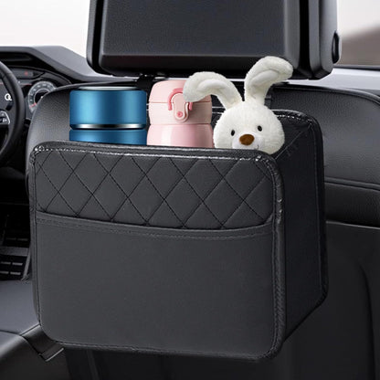 2-Pack Car Seat Back Organiser and Trash Can with 100 Trash Bags Multiple Pocket Bottle Holder - Waterproof Leather, 25 x 25 x 8 CM Multi Purpose Hanging Storage