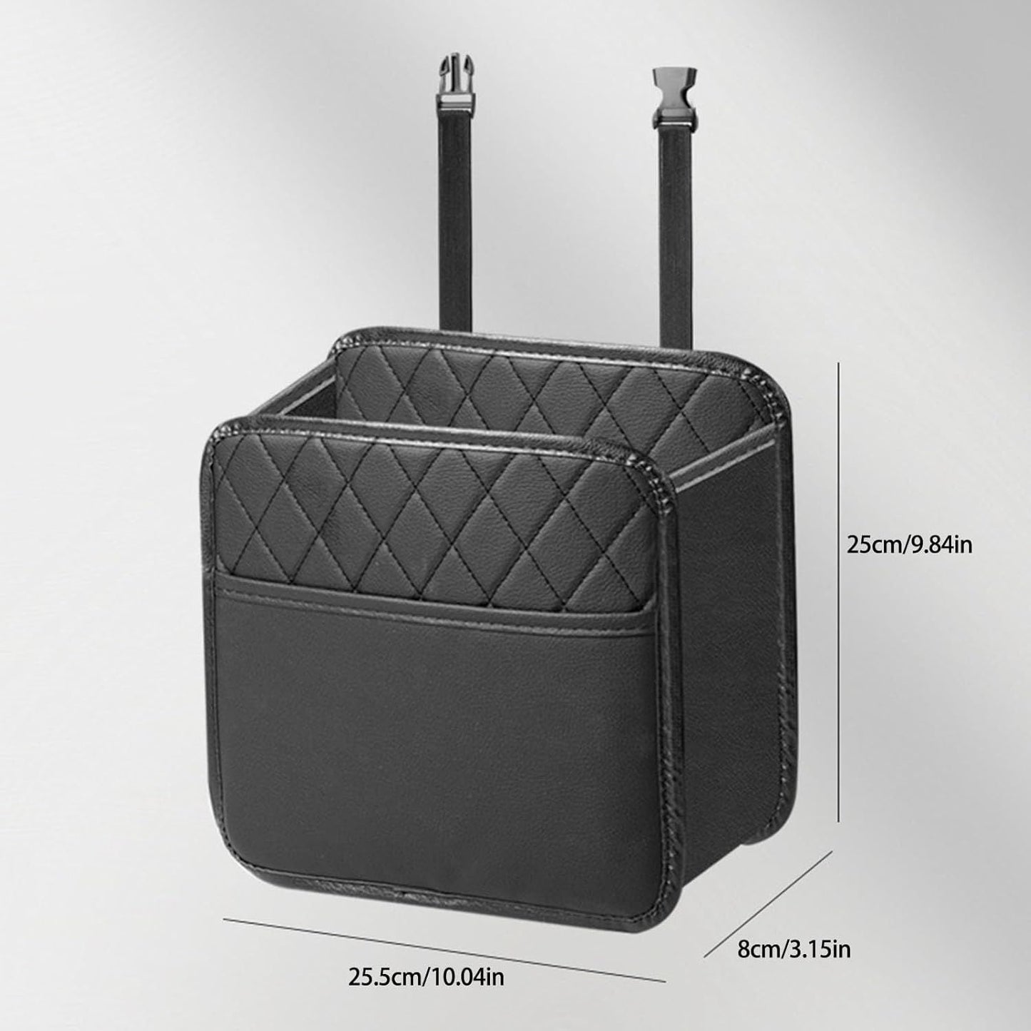 2-Pack Car Seat Back Organiser and Trash Can with 100 Trash Bags Multiple Pocket Bottle Holder - Waterproof Leather, 25 x 25 x 8 CM Multi Purpose Hanging Storage