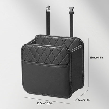 2-Pack Car Seat Back Organiser and Trash Can with 100 Trash Bags Multiple Pocket Bottle Holder - Waterproof Leather, 25 x 25 x 8 CM Multi Purpose Hanging Storage