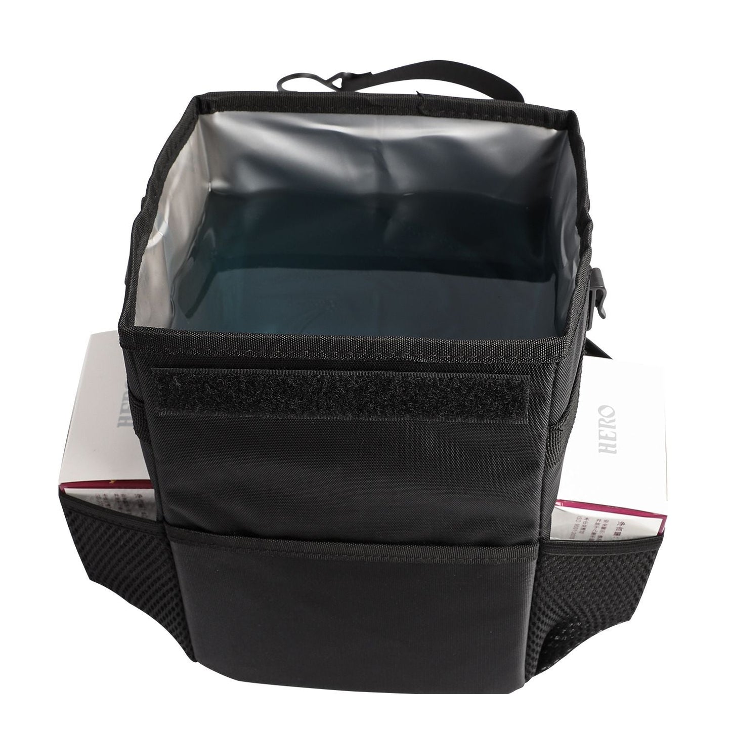 Waterproof Foldable Car Trash Can and Organiser with Dual Side Pockets & Odour Control Lid - 25x16x15 CM Durable Oxford Leak Proof Waste Bin for Travel Camping