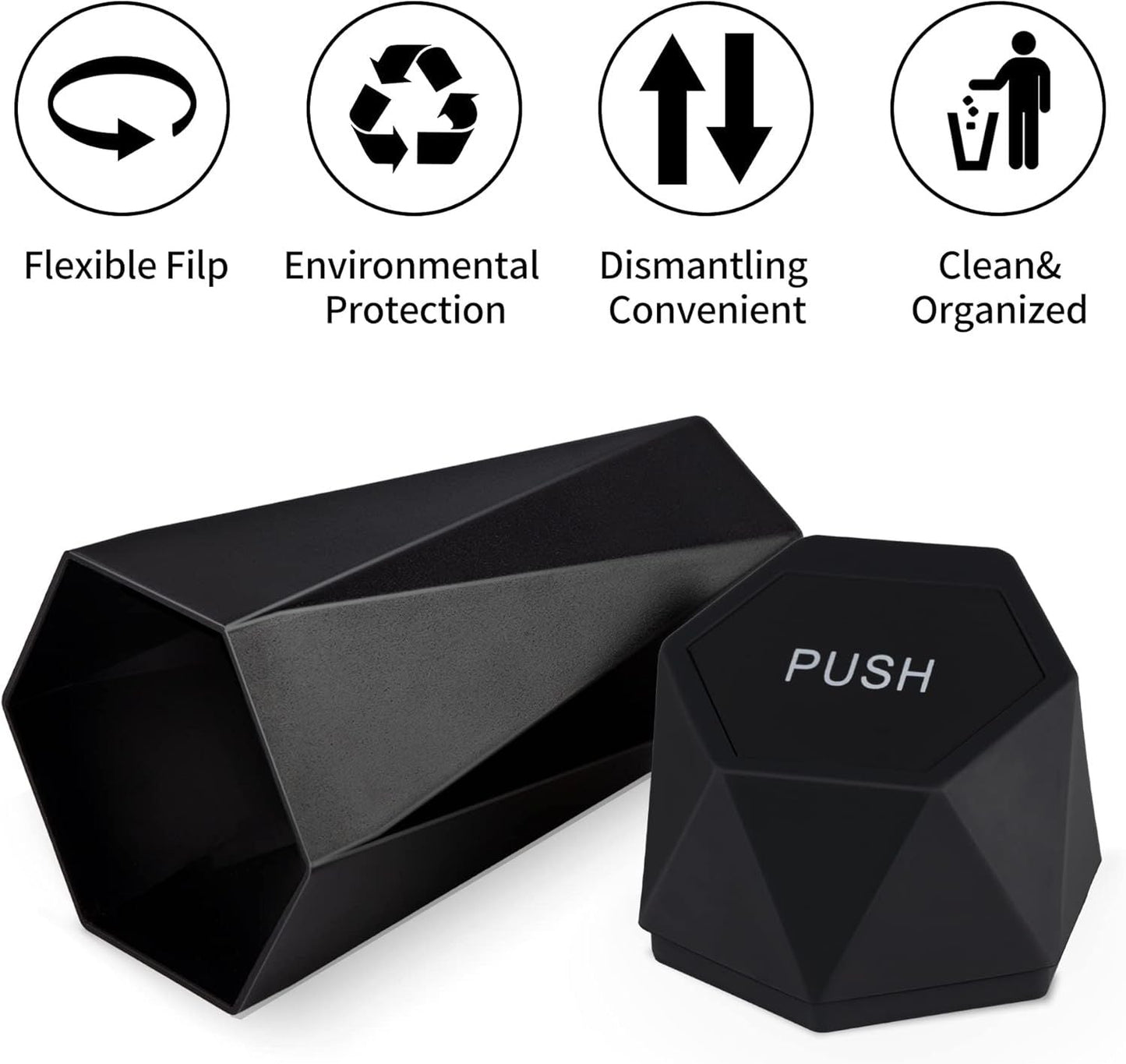 550ML Gold Car Trash Can with Automatic Rebound Lid & Diamond Design - Portable Waste Bin and Odour Proof Storage, Easy to Clean for Office Home Car Center Console