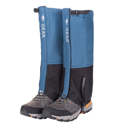 Blue Breathable Nylon Waterproof Hiking Leg Gaiters and Snow Boot Gaiters (Fleece Lining) - Unisex Adjustable Sand & Mud Protection for Mountaineering & Desert Trekking, XL Size