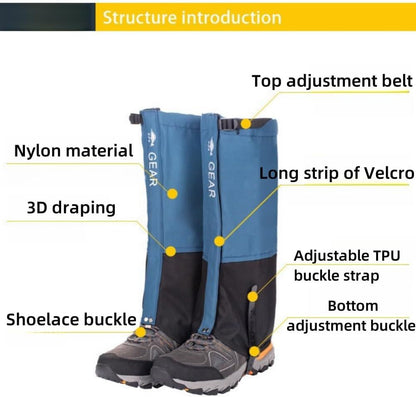 Orange Breathable Nylon Waterproof Hiking Leg Gaiters and Snow Boot Gaiters (Fleece Lining) - Unisex Adjustable Sand & Mud Protection for Mountaineering & Desert Trekking, XL Size