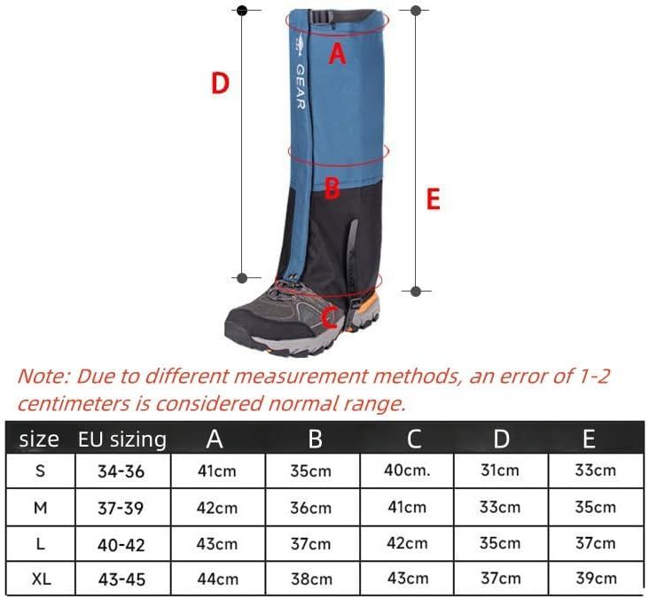 Green Breathable Nylon Waterproof Hiking Leg Gaiters and Snow Boot Gaiters (Fleece Lining) - Unisex Adjustable Sand & Mud Protection for Mountaineering & Desert Trekking, XL Size