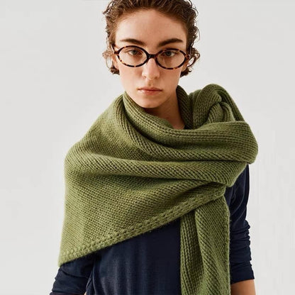 Brown Retro Wool Blend 190x70cm Knitted Triangle Scarf - Multifunction Warm Shawl Wrap with Elegant Minimalist Design for Fall Winter Versatile Styling