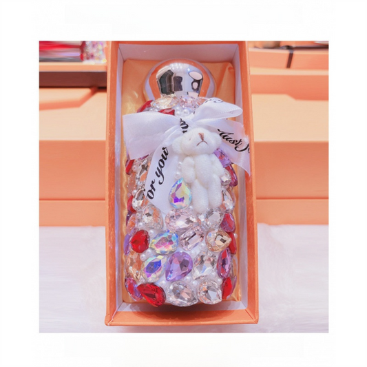 Purple Baby Bear Handmade Luxury Diamond Insulated Water Bottle – Bling Rhinestone 304 Stainless Steel Pocket Mug (260ml)