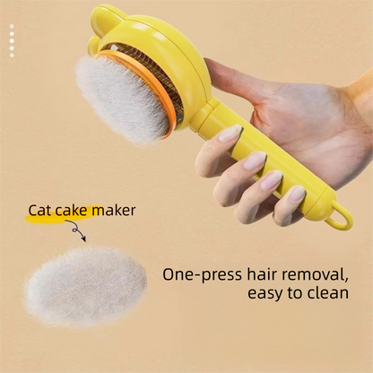 2 Pcs Yellow Pet Self-Cleaning Slicker Brush for Cats and Dogs - Rabbit Ear Design with Stainless Steel Needles and ABS Handle - Gentle Deshedding and Massage Tool for Long Hair Breeds