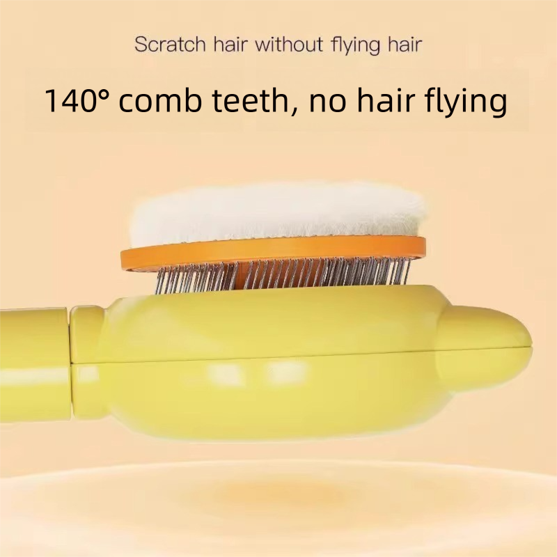 2 Pcs Pink Pet Self-Cleaning Slicker Brush for Cats and Dogs - Rabbit Ear Design with Stainless Steel Needles and ABS Handle - Gentle Deshedding and Massage Tool for Long Hair Breeds