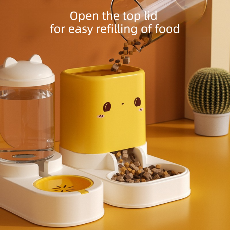 Pink  Cat & Dog Automatic Feeder & Waterer Set â€“ 2-in-1 Dry & Wet Separation Station with 2200ml Food & 1000ml Water Capacity