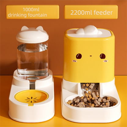 Green  Cat & Dog Automatic Feeder & Waterer Set â€“ 2-in-1 Dry & Wet Separation Station with 2200ml Food & 1000ml Water Capacity