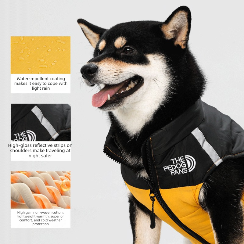 Pnik  M  Size  Dog Clothing â€” Warm, Thickened Cotton Jacket for Autumn & Winter; Waterproof Pet Vest â€” Reflective Safety Design, Leash-Compatible