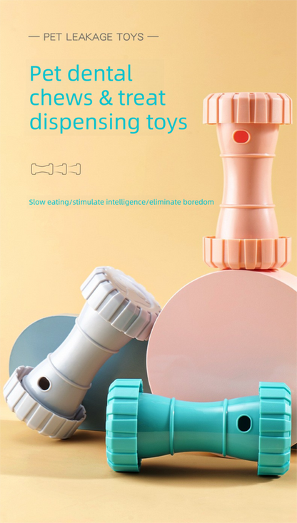 2 Packï¼ˆPinkï¼‰: Cat and Dog Treat Dispenser Toy â€“ Interactive, Durable, Bite-Resistant Slow-Feeder, Dumbbell and Tire-Shaped Pet Toy
