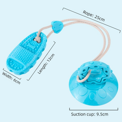 Blue Slipper-Style Dog Toy â€” Suction Cup Design: Durable, Chew-Resistant Teether for Mental Stimulation, Independent Play, and Energy Expenditure â€” Pet Dog Chewing Toy