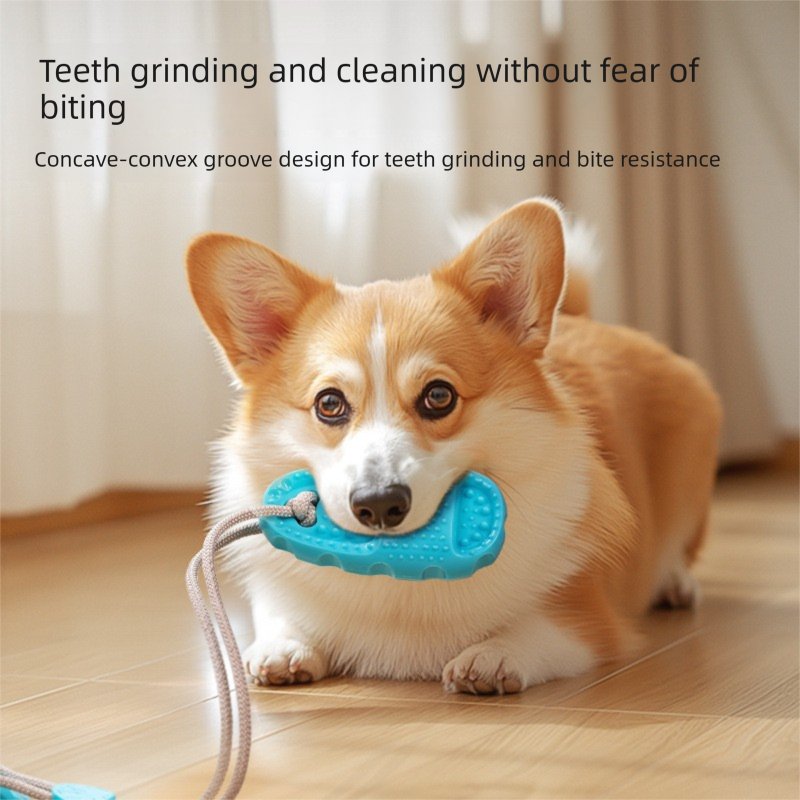 Blue Slipper-Style Dog Toy â€” Suction Cup Design: Durable, Chew-Resistant Teether for Mental Stimulation, Independent Play, and Energy Expenditure â€” Pet Dog Chewing Toy