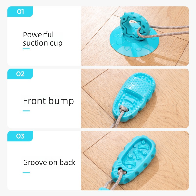 Blue Slipper-Style Dog Toy â€” Suction Cup Design: Durable, Chew-Resistant Teether for Mental Stimulation, Independent Play, and Energy Expenditure â€” Pet Dog Chewing Toy