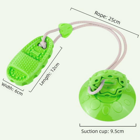Green Slipper-Style Dog Toy â€” Suction Cup Design: Durable, Chew-Resistant Teether for Mental Stimulation, Independent Play, and Energy Expenditure â€” Pet Dog Chewing Toy