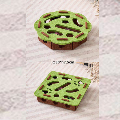 2-piece Green cat toy setâ€”featuring square and flower shapesâ€”is an excellent choice for feline entertainment and relaxation. It also serves as a fun maze for kittens and pets, and includes six bells.
