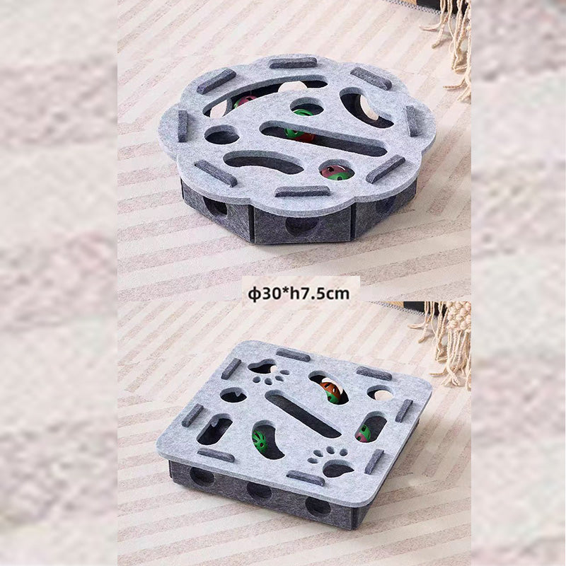 2-piece Grey cat toy setâ€”featuring square and flower shapesâ€”is an excellent choice for feline entertainment and relaxation. It also serves as a fun maze for kittens and pets, and includes six bells.