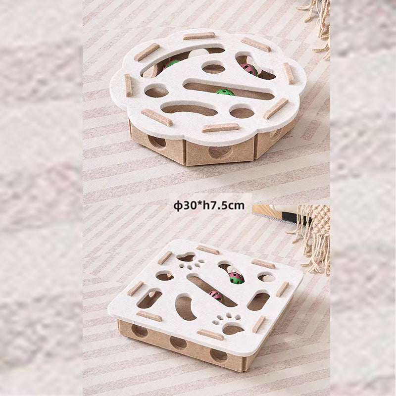 2-piece White cat toy setâ€”featuring square and flower shapesâ€”is an excellent choice for feline entertainment and relaxation. It also serves as a fun maze for kittens and pets, and includes six bells.