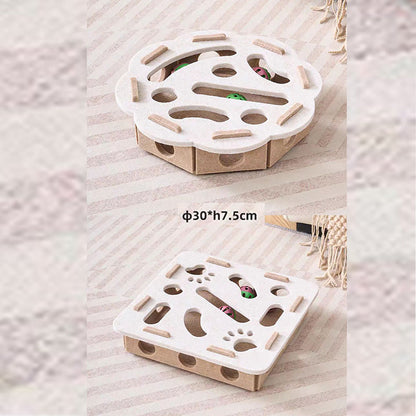 2-piece White cat toy setâ€”featuring square and flower shapesâ€”is an excellent choice for feline entertainment and relaxation. It also serves as a fun maze for kittens and pets, and includes six bells.