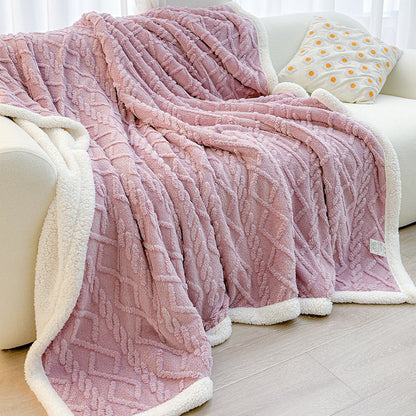 Purple 180*200cm Double Blanket, Taffeta Fleece Blanket, Thick Winter Quilt, Lambswool Coral Fleece Small Blanket, Office Nap Blanket, Sofa Cover Blanket, Bedding, Machine Washable
