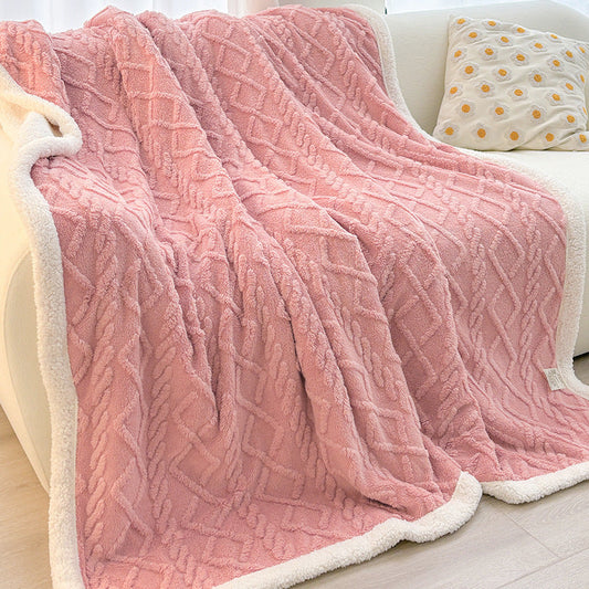 Pink 180*200cm Double Blanket, Taffeta Fleece Blanket, Thick Winter Quilt, Lambswool Coral Fleece Small Blanket, Office Nap Blanket, Sofa Cover Blanket, Bedding, Machine Washable
