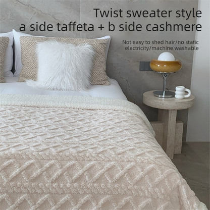 Pink 180*200cm Double Blanket, Taffeta Fleece Blanket, Thick Winter Quilt, Lambswool Coral Fleece Small Blanket, Office Nap Blanket, Sofa Cover Blanket, Bedding, Machine Washable