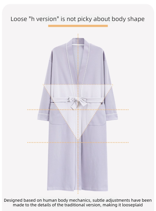 Off-white XL size Women's Cotton Robe â€” Autumn/Winter Bathrobe & Morning Gown | Long Sleeve, Mid-Length, Plus Size | Loose, Comfortable, and Machine Washable | Suitable for All Seasons