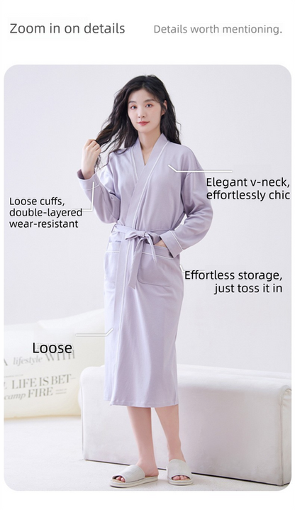 Red 2XL size Women's Cotton Robe â€” Autumn/Winter Bathrobe & Morning Gown | Long Sleeve, Mid-Length, Plus Size | Loose, Comfortable, and Machine Washable | Suitable for All Seasons