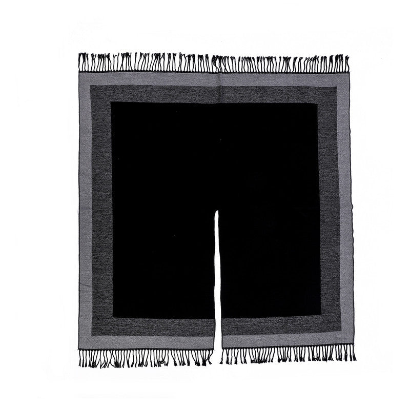 Black elegant women's tassel cape shawl scarf, multi-functional all-in-one warm and comfortable winter shawl scarf, convenient for home, travel, and office wear, stylish and beautiful with tassels.