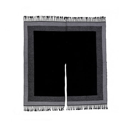 Khaki elegant women's tassel cape shawl scarf, multi-functional all-in-one warm and comfortable winter shawl scarf, convenient for home, travel, and office wear, stylish and beautiful with tassels.