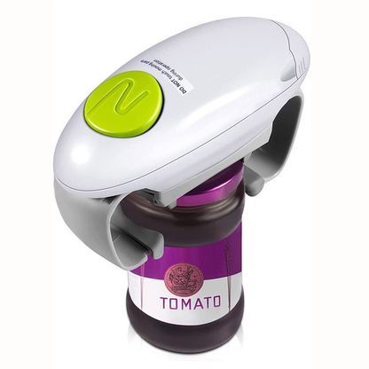 White Upgraded One-Touch Electric Can Opener â€” Dual-Handle Design, Automatic Hands-Free Can/Bottle Opener, ABS Material, Battery-Powered (Batteries Not Included), Designed for the Kitchen