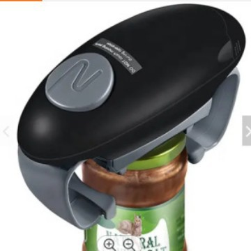 Black Upgraded One-Touch Electric Can Opener â€” Dual-Handle Design, Automatic Hands-Free Can/Bottle Opener, ABS Material, Battery-Powered (Batteries Not Included), Designed for the Kitchen